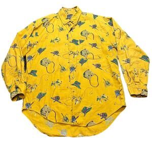 RARE Vintage Gap AOP Mardi Gras‎ Mens Button Down Yellow Size Medium Cotton